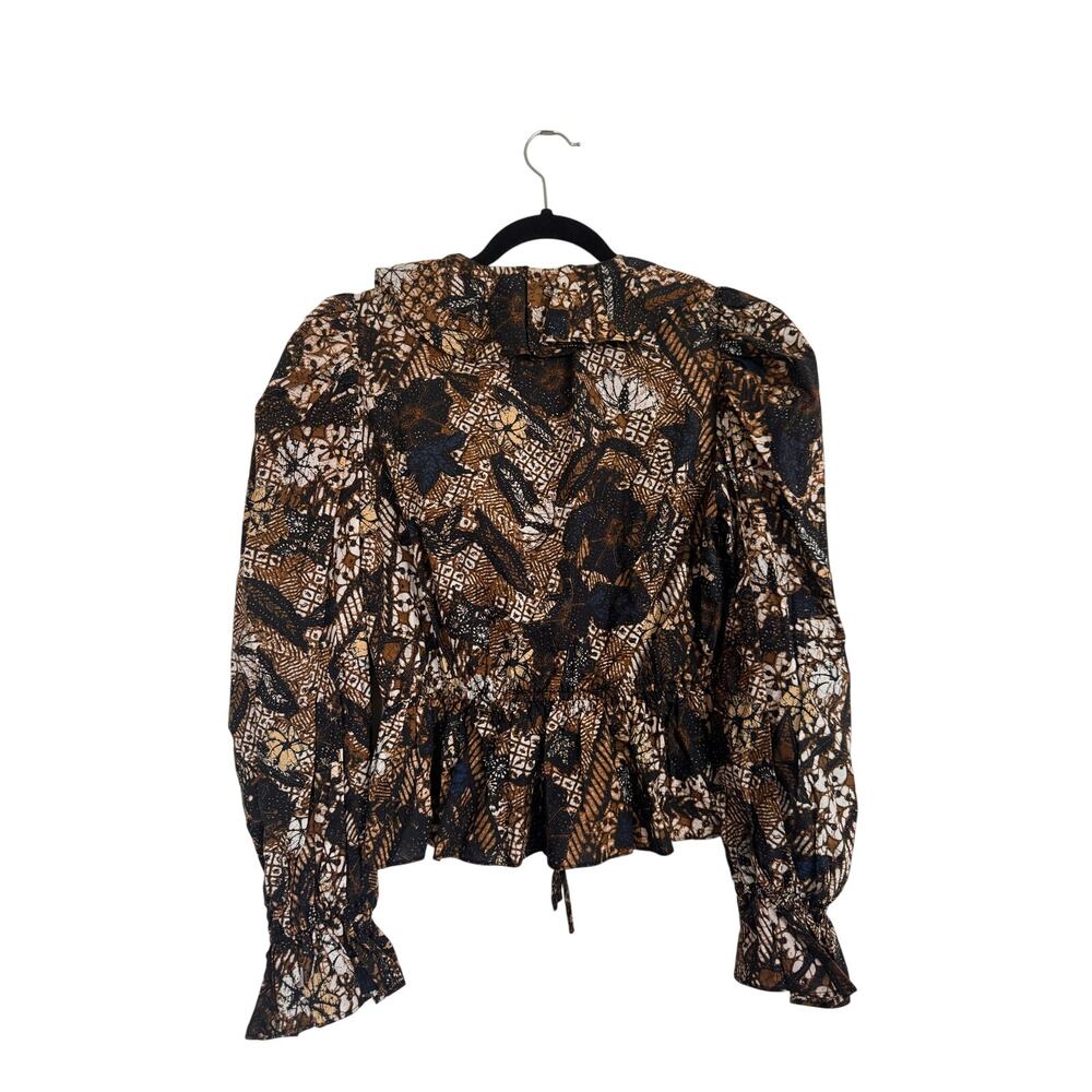 NWT Ulla Johnson Kalila Bronze Ruffle Peplum Cotton Blouse Size 6 - Picture 10 of 10
